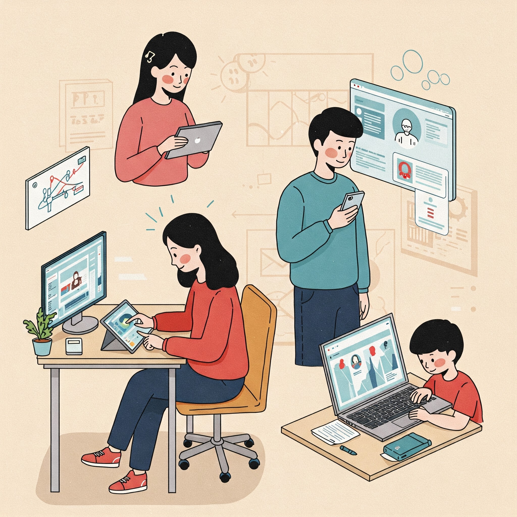 People using technology